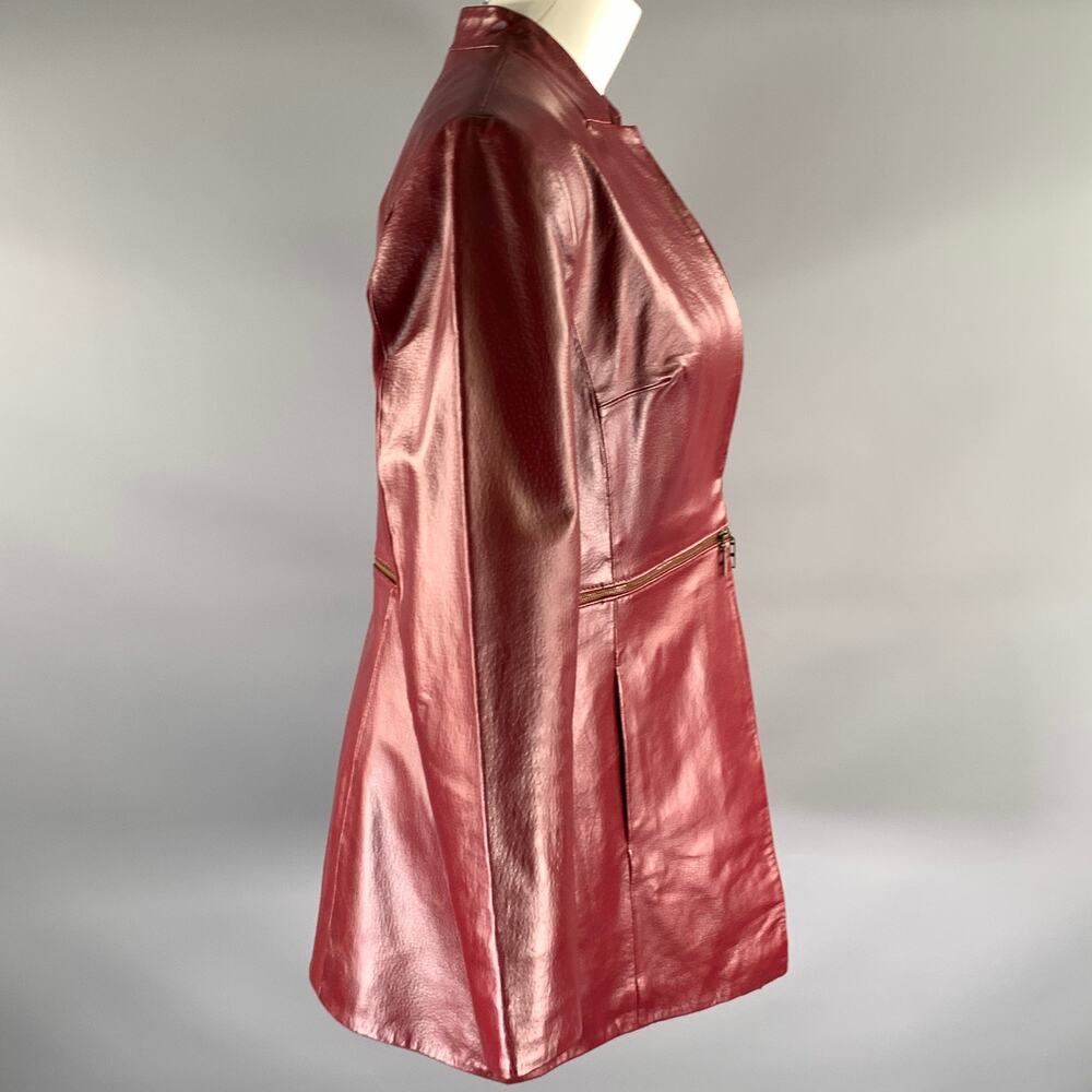 HAL RUBENSTEIN Size M Burgundy Leather Jacket Blazer - Picture 3 of 11